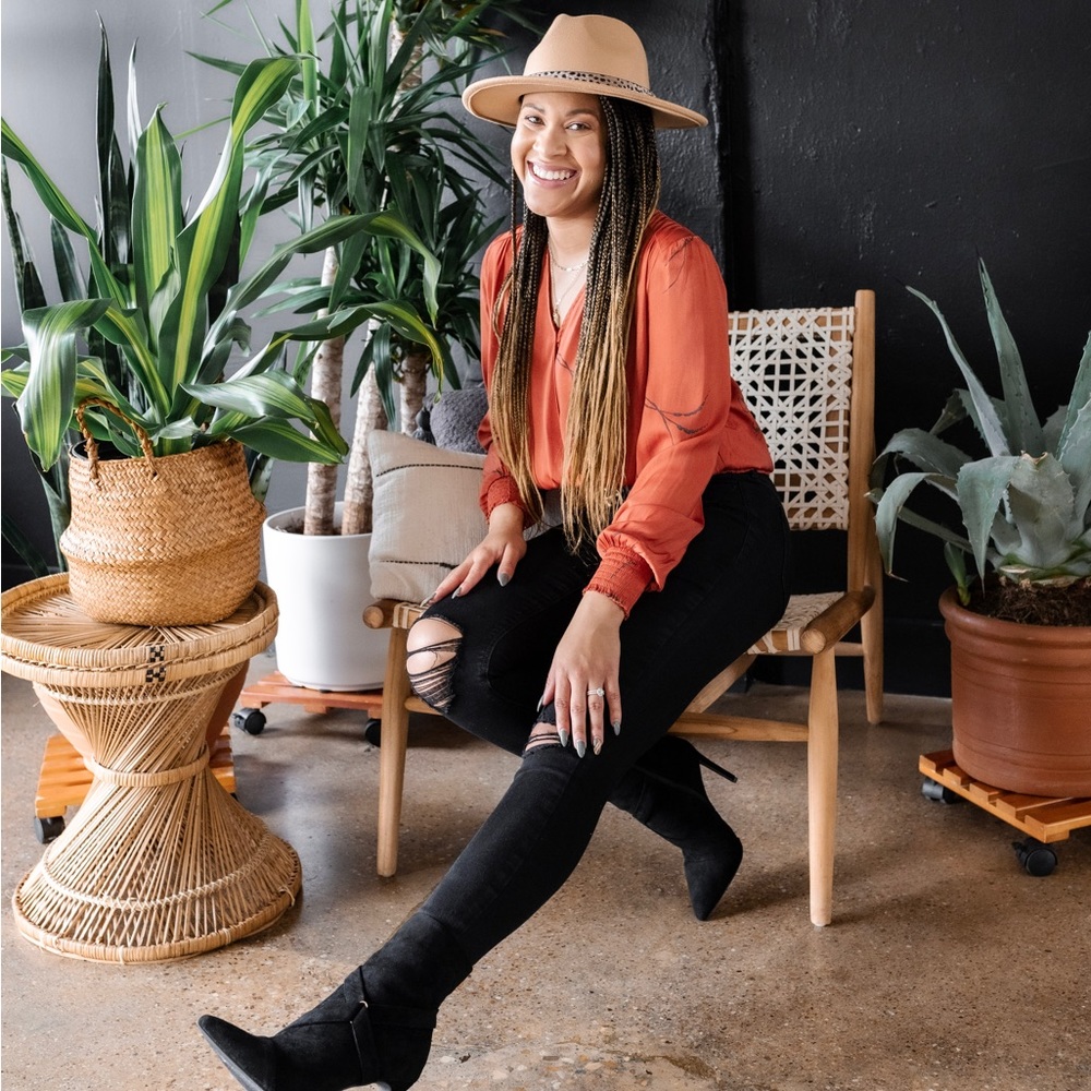 Burnt orange blouse